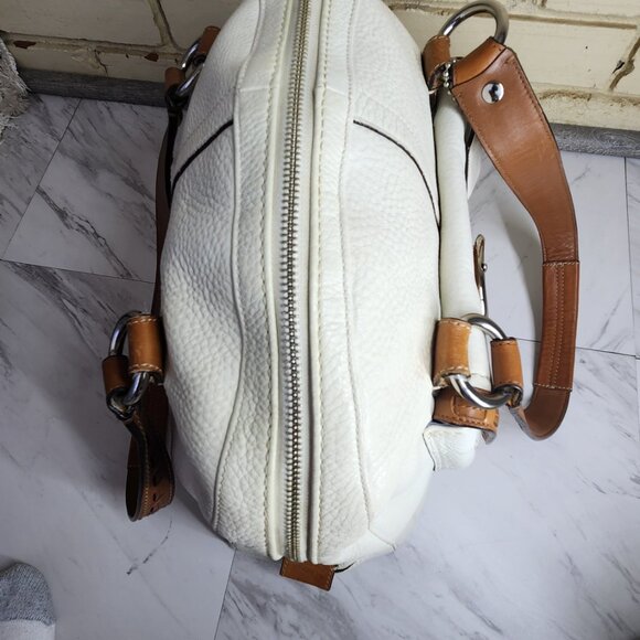 Coach Soho Dome White & Brown Leather Satchel Handbag Purse - Picture 8 of 12